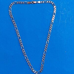 Estate Sale 925 Sterling Silver Vintage Necklace Figaro Links Chain 18"